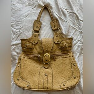 Vintage Veccelli Italy Ostrich-Texture Tote Bag